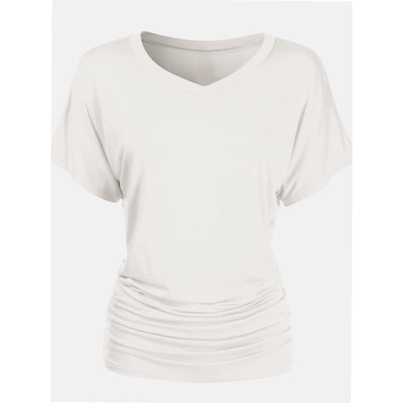 Women's Short Sleeve V Neck Dolman Top Tshirt