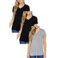 thumbnail image 1 of Women's Short Sleeve V-Neck Relaxed Fit T-Shirt with Chest Pocket 3-Pack, 1 of 4