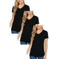 thumbnail image 1 of Women's Short Sleeve V-Neck Relaxed Fit T-Shirt with Chest Pocket 3-Pack, 1 of 4