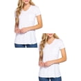 thumbnail image 1 of Women's Short Sleeve V-Neck Relaxed Fit Top with Chest Pocket 2-Pack, 1 of 6
