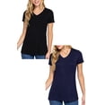 thumbnail image 1 of FashionStream MOA COLLECTION V-Neck Relaxed Fit Short Sleeve Top, 2-Pack, 1 of 6