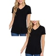 thumbnail image 1 of Women's Short Sleeve V-Neck Relaxed Fit Top with Chest Pocket 2-Pack, 1 of 6