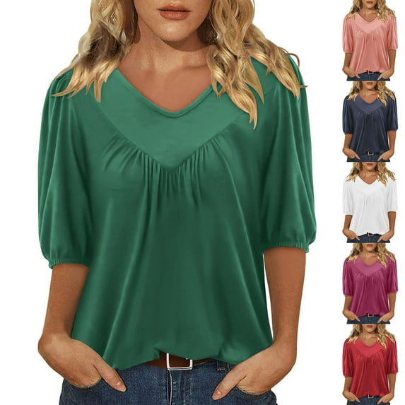 Women's Short Sleeve V Neck Sequin Blouse Top Shirt Loose Fit Solid Color Sparkle Tunic Casual Party Night Out Vacation Fashion Essential Gift | Sopatenor,Pink XL