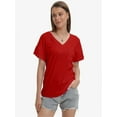 thumbnail image 1 of Women's Short Sleeve V-Neck Shirts Loose Casual Tee T-Shirt, 1 of 6
