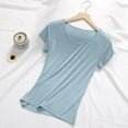 thumbnail image 1 of Women's Short Sleeve V-Neck Sleep Tee Pajama Top Home Wear Casual Sleepwear Tops Blue L, 1 of 4