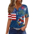 thumbnail image 1 of Women’s Short Sleeve V Neck Top with Butterfly and Star Print Casual Loose Fit T Shirt for Everyday Wear Lightweight Pullover Blouse Blue L, 1 of 7