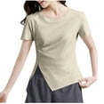 thumbnail image 1 of Women's Short Sleeve Workout Tops Ruched T-Shirts with Side Slit, Breathable Athletic Exercise Tee Shirts Summer Clearance, 1 of 4