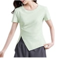 thumbnail image 1 of Women's Short Sleeve Workout Tops Ruched T-Shirts with Side Slit, Breathable Athletic Exercise Tee Shirts Summer Clearance, 1 of 9