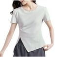 thumbnail image 1 of Women's Short Sleeve Workout Tops Ruched T-Shirts with Side Slit, Breathable Athletic Exercise Tee Shirts, 1 of 3