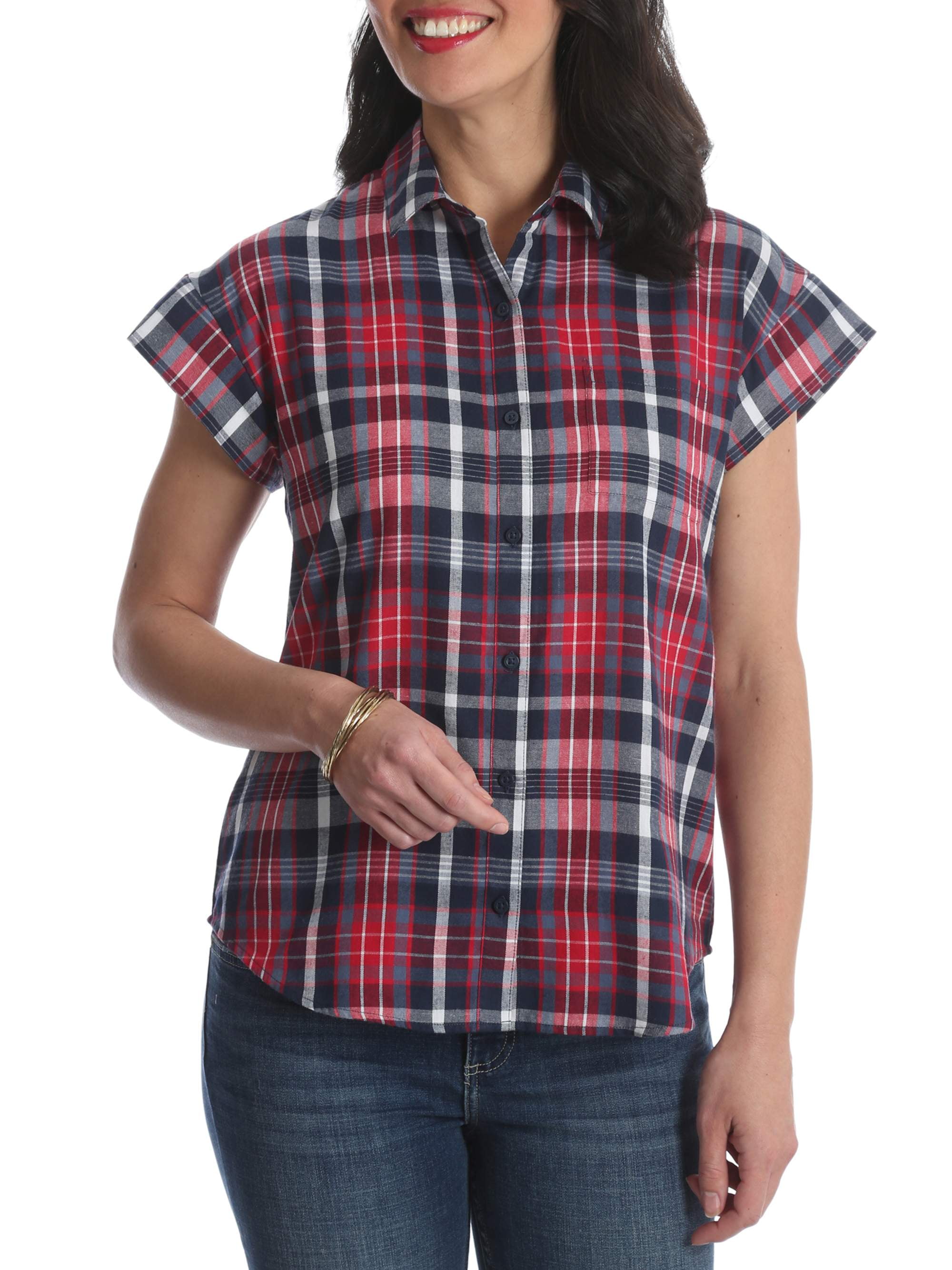Women's Short Sleeve Woven Shirt - Walmart.com