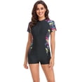 thumbnail image 1 of Women’s Short Sleeve Zipper One-Piece Bikini Swimsuit – Modest Surf Swimwear for Swimming & Water Sports, 1 of 6