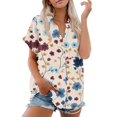 thumbnail image 1 of Women's Short Sleeved Shirt, Daily Fashion Printed Button Top, Chest Pocket Cardigan, 1 of 7
