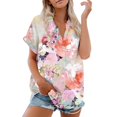 thumbnail image 1 of Women's Short Sleeved Shirt, Daily Fashion Printed Button Top, Chest Pocket Cardigan, 1 of 7