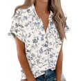 thumbnail image 1 of Women's Short Sleeved Shirt, Daily Fashion Printed Button Top, Chest Pocket Cardigan, 1 of 8