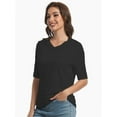 thumbnail image 1 of Women's Short Sleeves T Shirt Casual V Neck Solid Casual Sweatshirt, 1 of 4