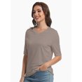 thumbnail image 1 of Women's Short Sleeves T Shirt Casual V Neck Solid Casual Sweatshirt, 1 of 4