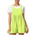thumbnail image 1 of Women's Short Suspender Jumpsuits Sleeveless Wide Leg Casual Loose Summer Solid Trendy Rompers Shorts Mint Green,L, 1 of 5