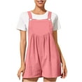 thumbnail image 1 of Women's Short Suspender Jumpsuits Sleeveless Wide Leg Casual Loose Summer Solid Trendy Rompers Shorts Pink,2XL, 1 of 5