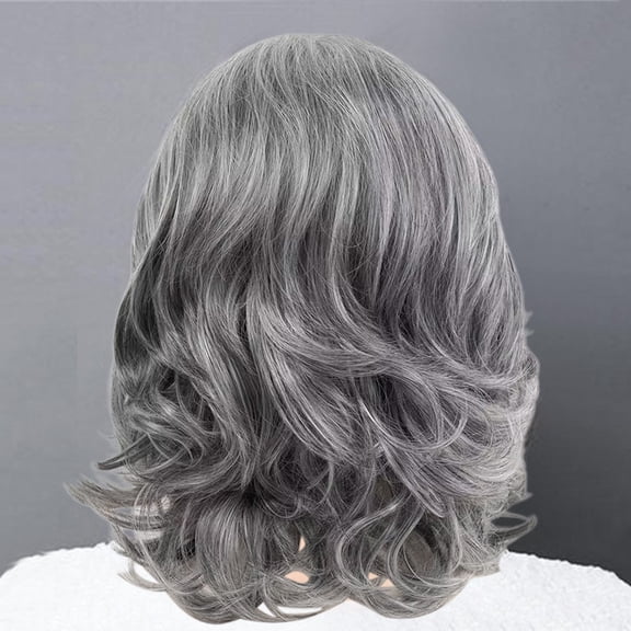 Women's Short Synthetic Wig - Silver Grey Top Middle Wig, Adjustable Cap, High Temperature Fiber, Fashionable Short Hair, Everyday Use, Cosplay, Party, Hair Accessories, All Ages, Easy Wash