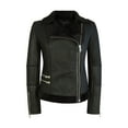 thumbnail image 1 of Womens Short Tailored Fit Morino Black Real Sheepskin Cross Zip Biker Style, 1 of 8