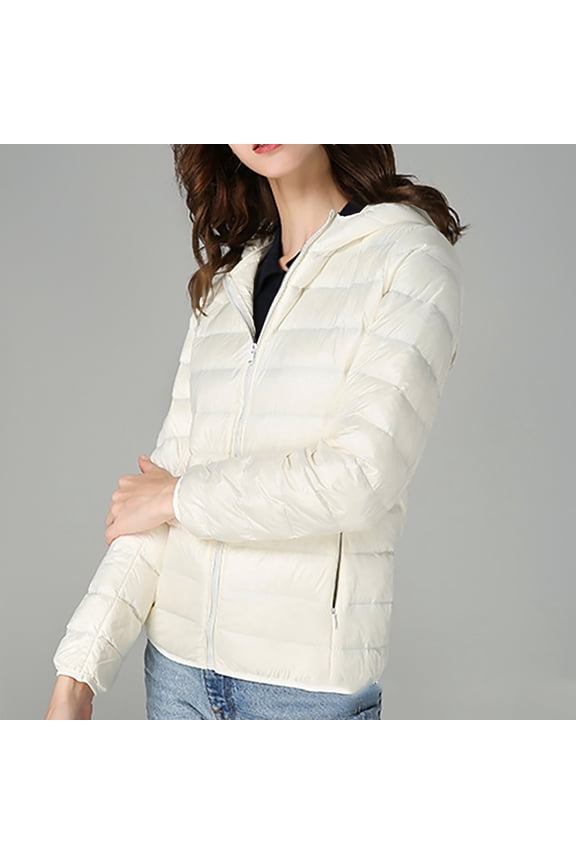 Women's Short Thin And Thick Korean White Down Padded Jacket Thin down Jacket Women Petite for Women with Hood Coat plus Size Women Jacket Womens Fashion Women Jackets And Coats Jean Jacket with
