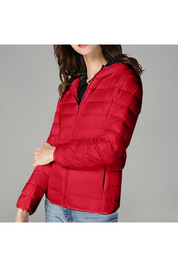 Women's Short Thin And Thick Korean White Down Padded Jacket Thin down Jacket Women Petite for Women with Hood Coat plus Size Women Jacket Womens Fashion Women Jackets And Coats Jean Jacket with