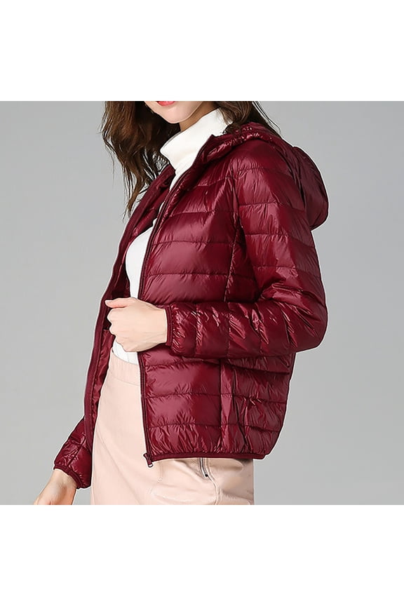 Women's Short Thin And Thick Korean White Down Padded Jacket Thin down Jacket Women Petite for Women with Hood Coat plus Size Women Jacket Womens Fashion Women Jackets And Coats Jean Jacket with