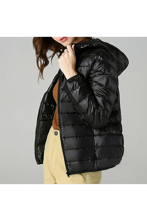 Women's Short Thin And Thick Korean White Down Padded Jacket Winter Coat plus Size Women Flare Coats for Women Hooded Utility Jacket Full Coats for Women for Ladies Hoods for Jackets Olive Windbreaker