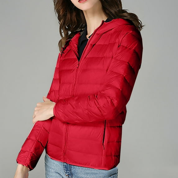 Women's Short Thin And Thick Korean White Down Padded Jacket Winter Coat plus Size Women Flare Coats for Women Hooded Utility Jacket Full Coats for Women for Ladies Hoods for Jackets Olive Windbreaker