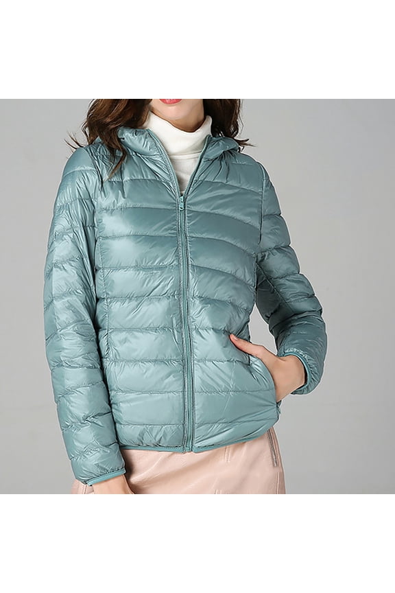 Women's Short Thin And Thick Korean White Down Padded Jacket Winter Coat plus Size Women Flare Coats for Women Hooded Utility Jacket Full Coats for Women for Ladies Hoods for Jackets Olive Windbreaker