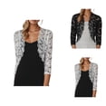 thumbnail image 1 of Women's Short Vest Cardigan Solid Color Elegant Lace And Collarless Design Cardigan Sweaters for Women, 1 of 2