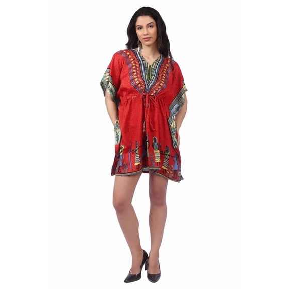 Women’s Short Viscose Kaftan – Bohemian Print | Lightweight, Stylish, Beachwear & Loungewear Cover Up | Free Size