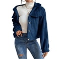 thumbnail image 1 of Women's Short Wool Button-Down Lapel Warm Puffy Coat with Pockets, 1 of 8