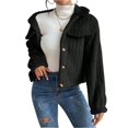 thumbnail image 1 of Women's Short Wool Button-Down Lapel Warm Puffy Coat with Pockets, 1 of 8