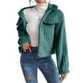 thumbnail image 1 of Women's Short Wool Button-Down Lapel Warm Puffy Coat with Pockets, 1 of 8