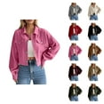 thumbnail image 1 of Chic Women's Cardigan Casual Blazer Office Outfits Open Front Cardigans Women's Short Zippered Cardigan With Collar Corduroy Outerwear, 1 of 2