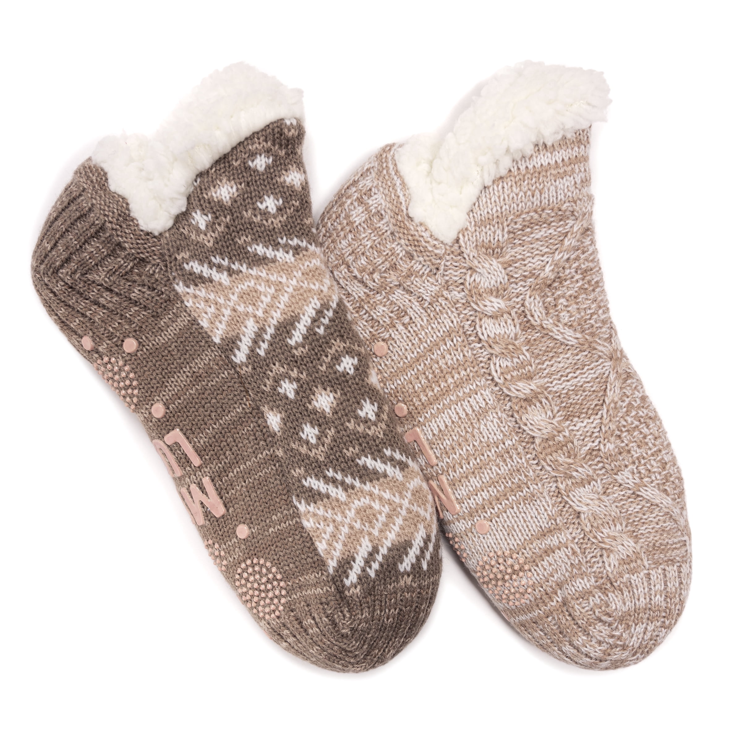MUK LUKS Women's Shortie Cabin Socks, 2-Pack, S-M / L-XL