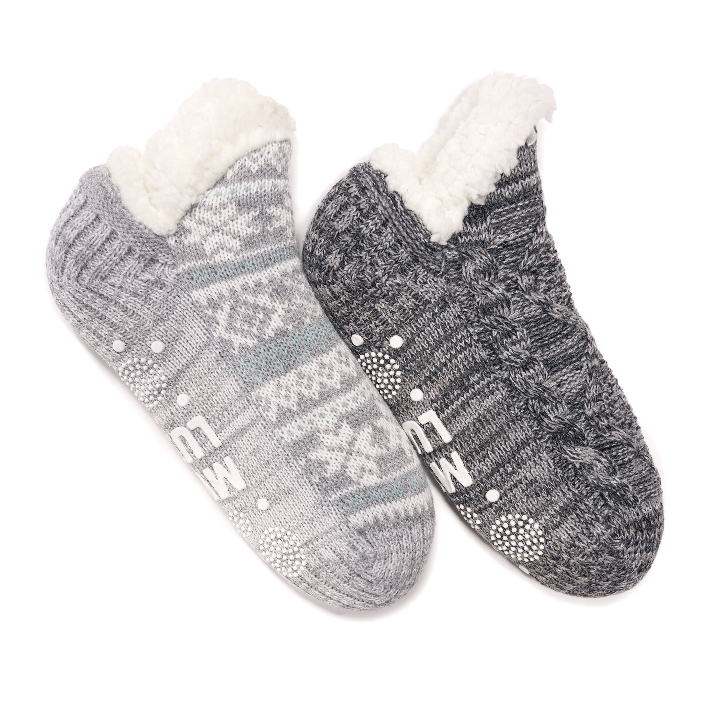 MUK LUKS Women's Shortie Cabin Socks, 2-Pack, S-M / L-XL
