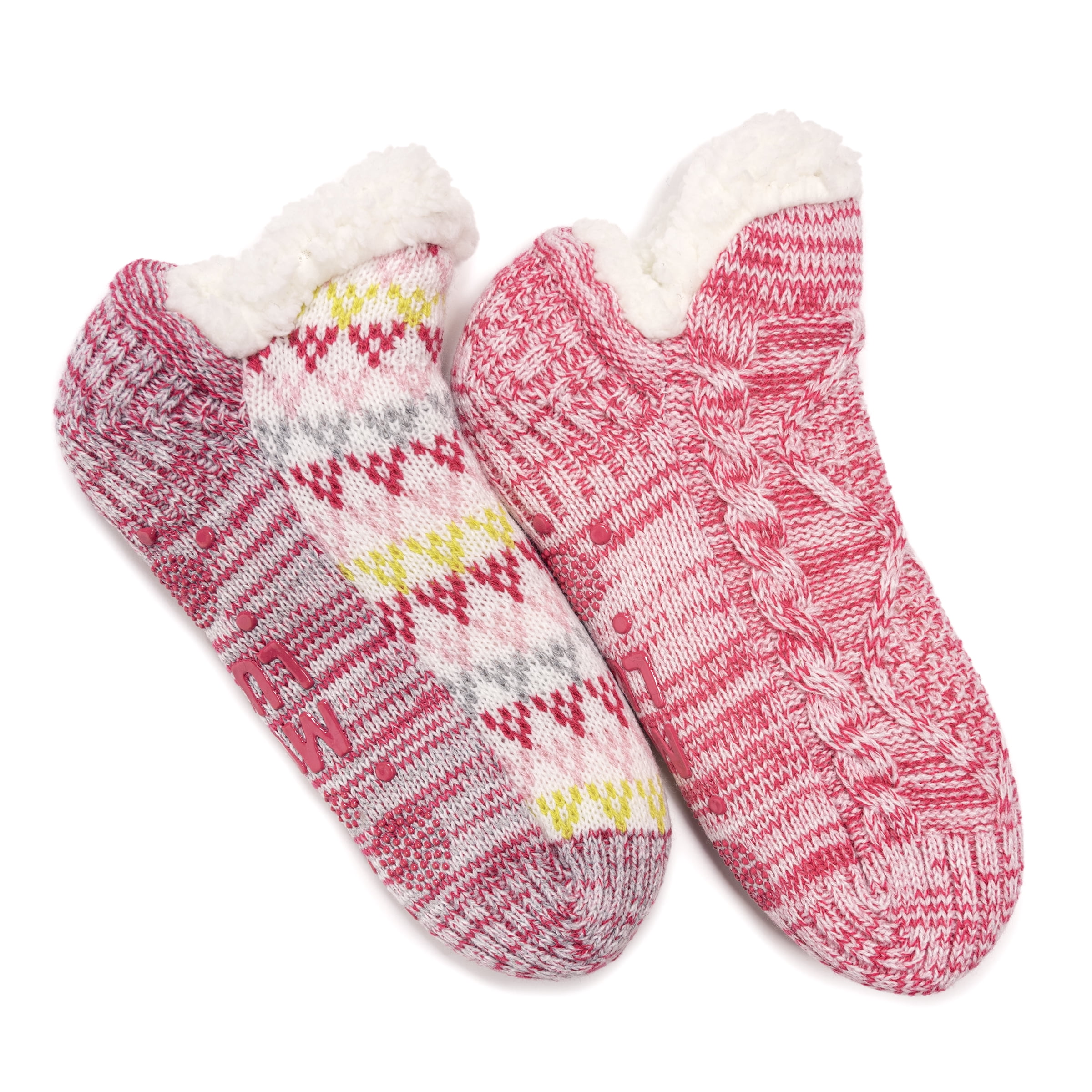 MUK LUKS Women's Shortie Cabin Socks, 2-Pack, S-M / L-XL