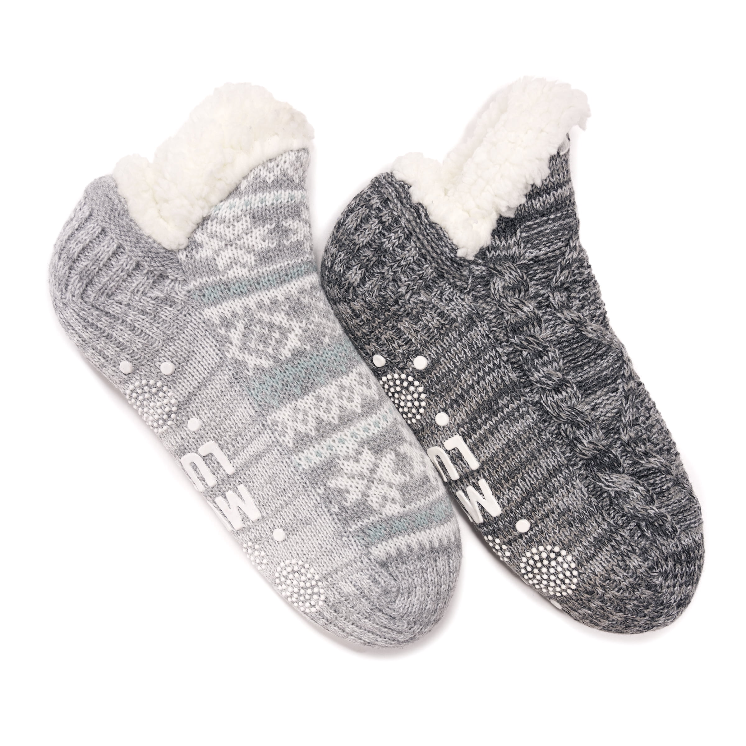 MUK LUKS Women's Shortie Cabin Socks, 2-Pack, S-M / L-XL