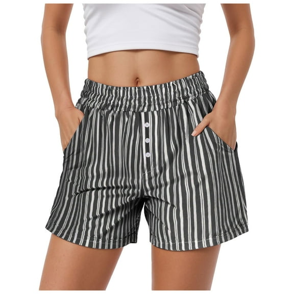 Women's Shorts 2025 Summer Casual Cute Ruffle Shorts Comfy Elastic Waist Drawstring Pleated Short with Pockets