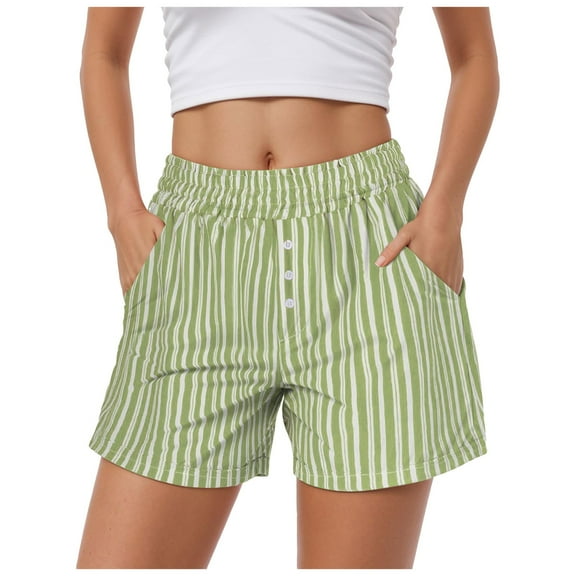 Women's Shorts 2025 Summer Casual Cute Ruffle Shorts Comfy Elastic Waist Drawstring Pleated Short with Pockets