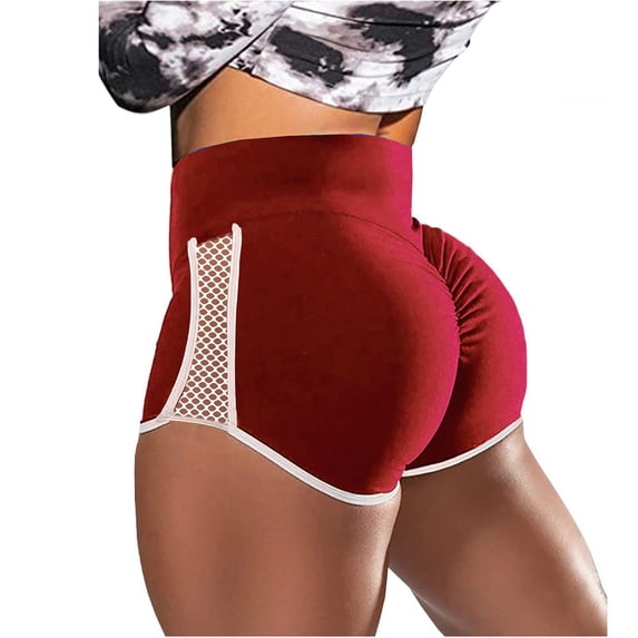 Women's Shorts 2026 Summer Casual 2024 Summer Shorts High Waist Butt Lifting Shorts Fitness Sports Pants Hollow Splicing Shorts Quick Dry Lightweight Running Biker Shorts for Women