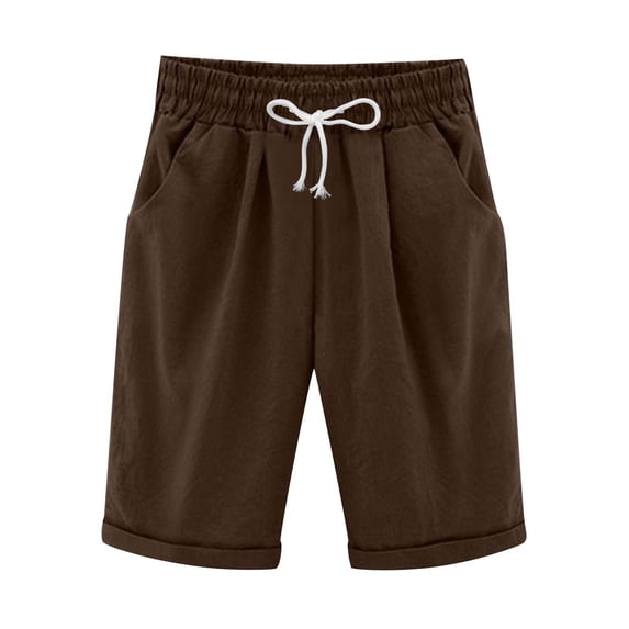 Women's Shorts 2026 Summer Casual Women Summer Cotton Pants Plus Size High Waisted Shorts Lacing Beach Workout Pocket Five Point Pants Quick Dry Lightweight Running Biker Shorts for Women