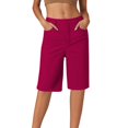 thumbnail image 1 of Women's Shorts Bermuda Shorts Stretchy Gym Shorts Travel Hiking Outfits Women's Comfortable Casual Straight High Elastic Twill Five Eighths Leggings, 1 of 5