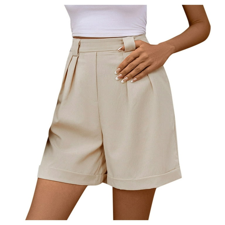 Beige high waisted shorts online
