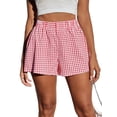thumbnail image 1 of Women's Shorts Casual Plaid Straight Leg Orange M (6), 1 of 6