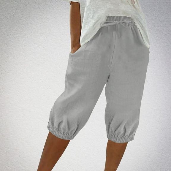 Women's Shorts $5 Summer Solid Casual Elastic Waist Shorts Pockets Half Shorts Pants