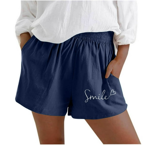 Women's Shorts Elastic Waist High Waisted Denim Summer Sparkly Sequin Pocket Hem Hot Pants Workout Shorts