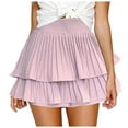 thumbnail image 1 of Women's Shorts Elastic Waist Skate Skirt Mini Wrap Skirt Beach Flowing Linen High Waist Summer Workout Shorts, 1 of 4